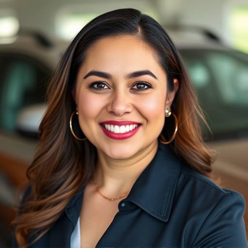Foto de Luisa Fernández, Asesora Financiera de Autos del Sol, con una sonrisa amigable.